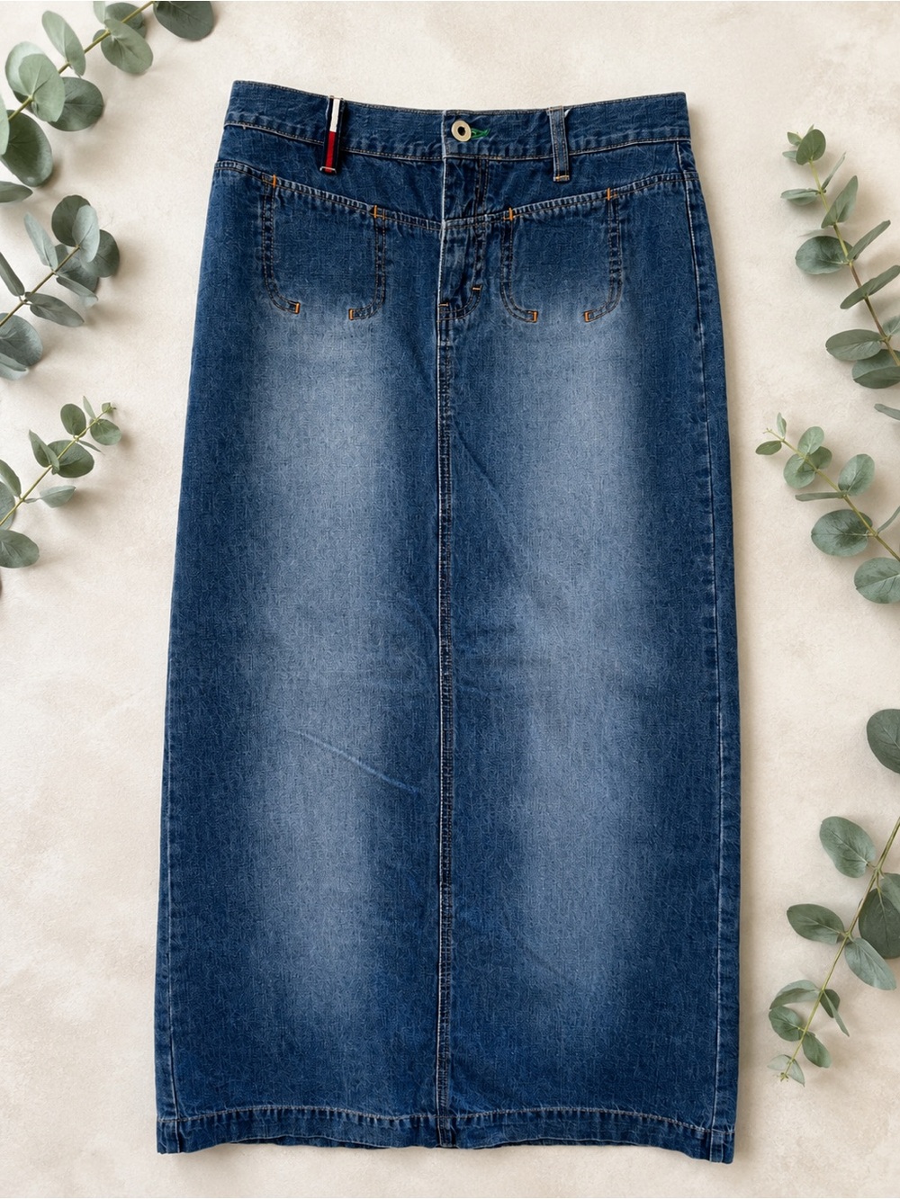 Tommy Hilfiger Y2K Denim Maxi Skirt Blue Jean Long Modest Casual Size 7